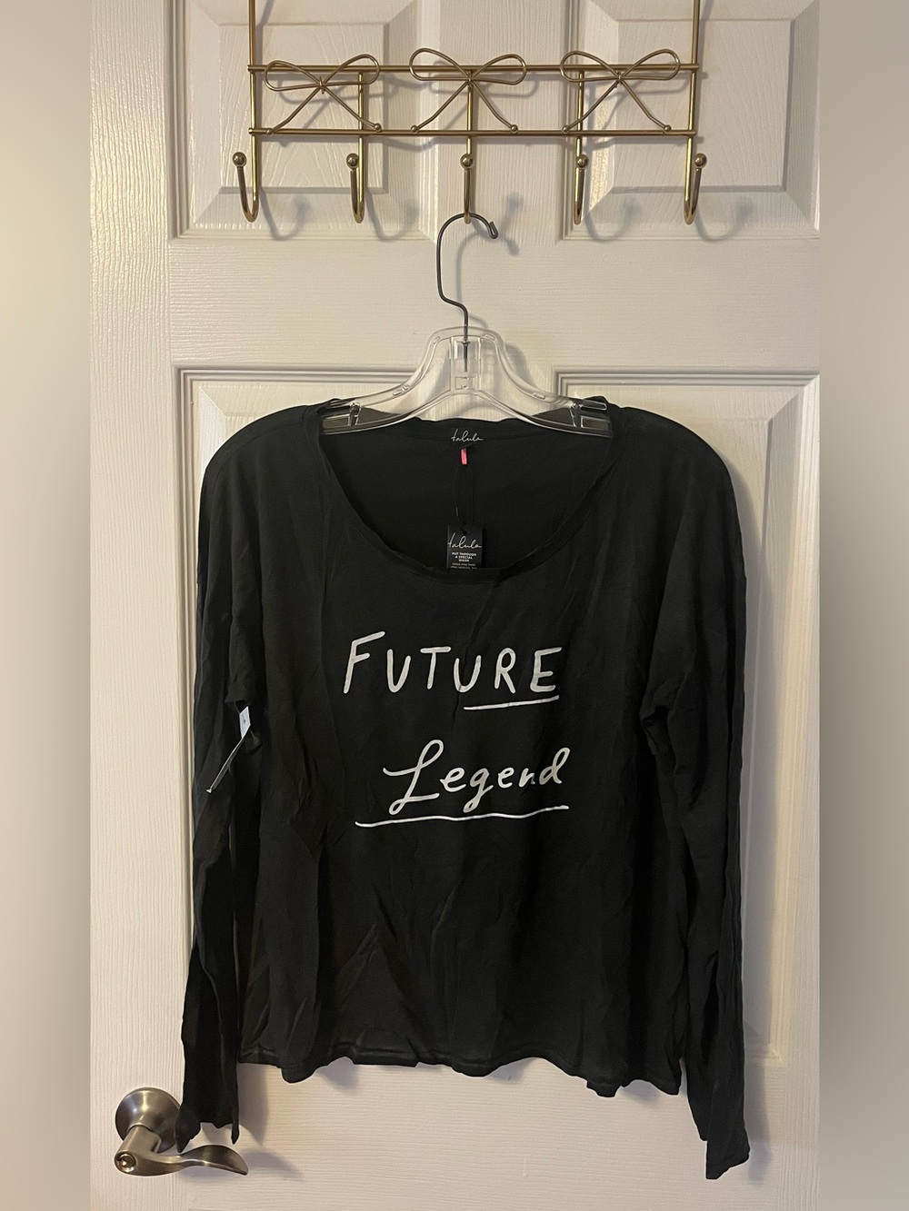 Talula Black Long-Sleeve Tee with White "Future Legend" Script